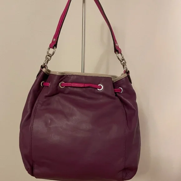 Coach Leather Drawstring Shoulder Bag - Gorgeous Purple - Picture 2 of 5
